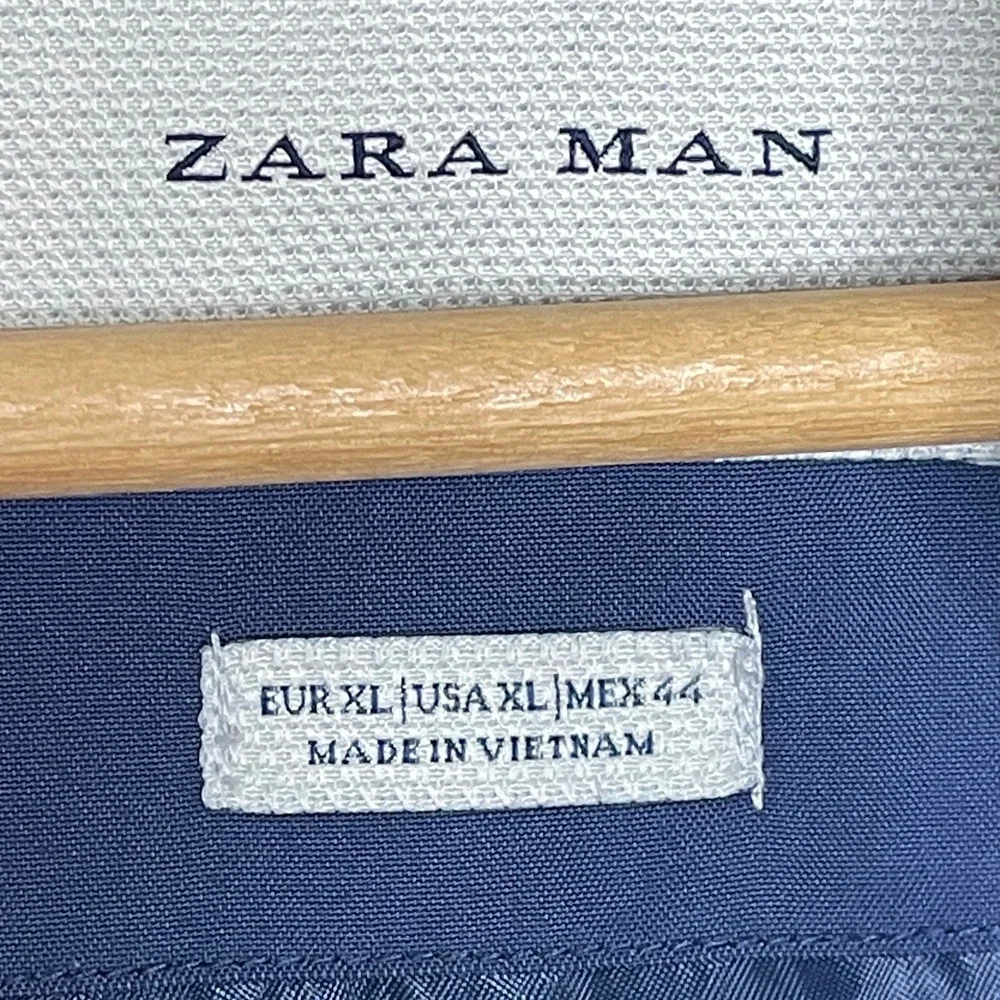 Zara Man Blue Field Jacket Mens XL Utility Military Mock Neck Zip Front Jacket - Picture 5 of 12